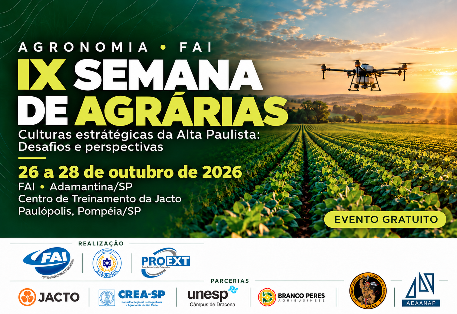 FAI promove a IX Semana de Agrárias para debater desafios e tendências do agronegócio na Alta Paulista