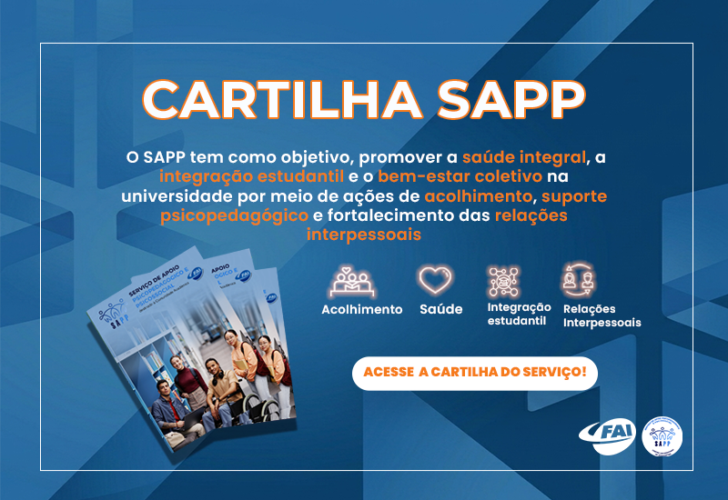 FAI divulga cartilha informativa sobre o Serviço de Apoio Psicopedagógico e Psicossocial (SAPP)