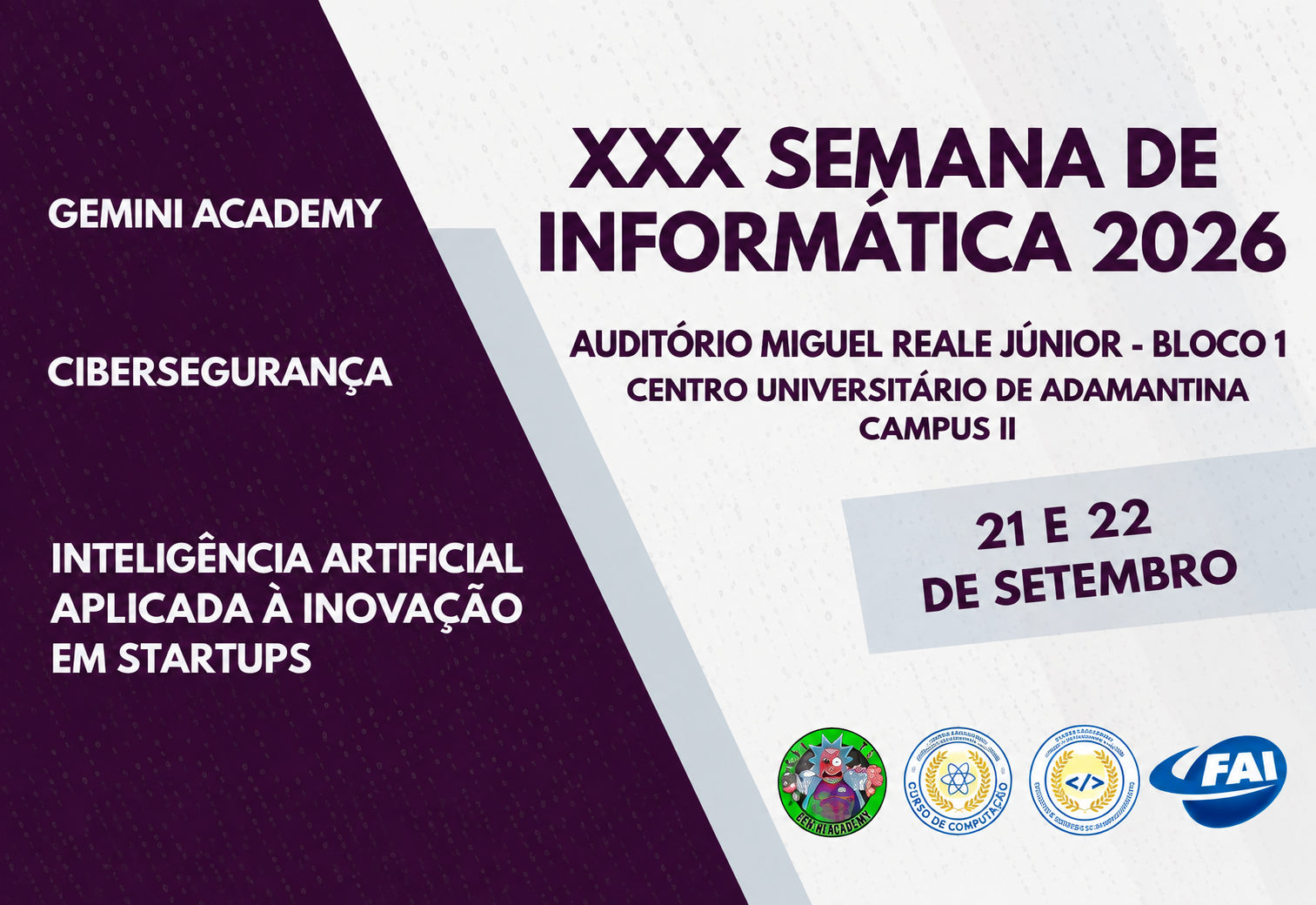 FAI realiza a 30ª Semana de Informática nos dias 21 e 22 de setembro