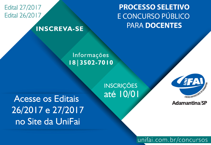 Inscrições para Processo Seletivo e Concurso Público para docentes da FAI se encerram no dia 10