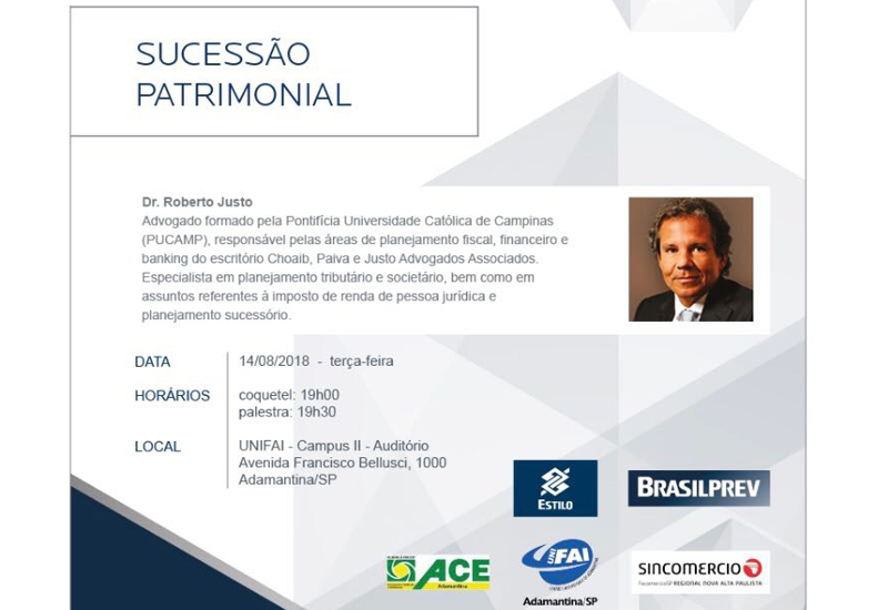 Palestra tira dúvidas sobre sucessão patrimonial nesta terça, 14