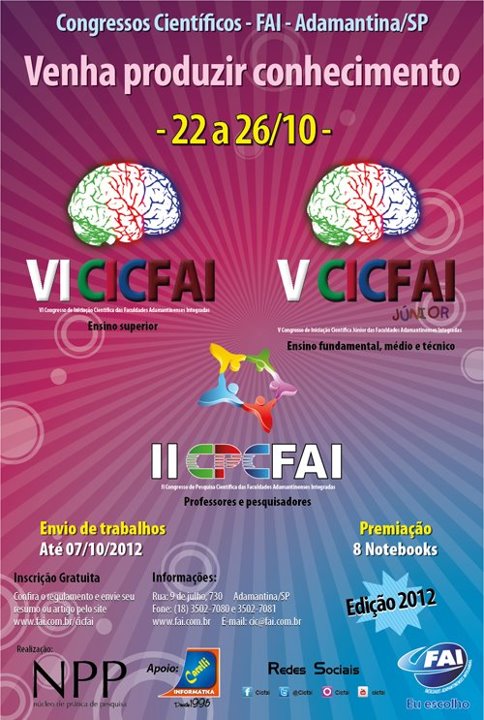 Estão abertas as inscrições para os Congressos de Iniciação Científica da FAI