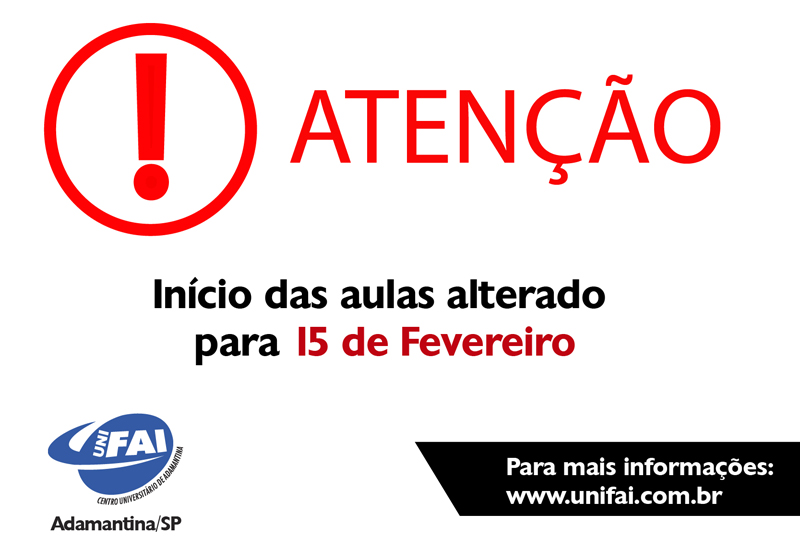 FAI altera data de início das aulas para 15 de fevereiro