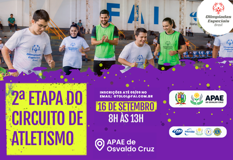Curso de Educação Física da FAI promove a 2ª Etapa do Circuito de Atletismo Adaptado em Osvaldo Cruz