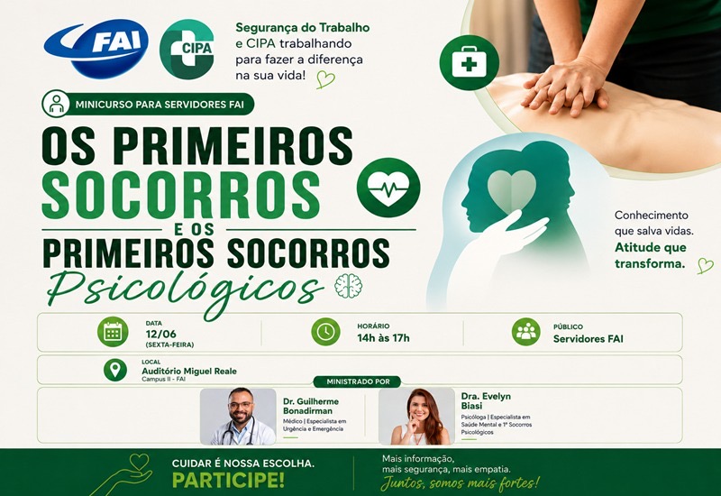 FAI realiza minicurso de primeiros socorros físicos e psicológicos para servidores